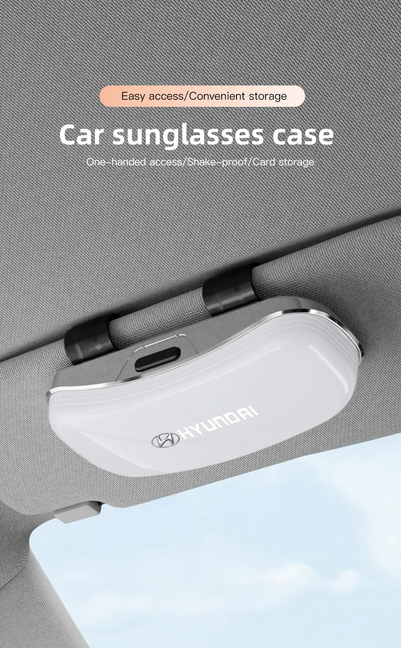 Car Visor Glasses Box Auto Sunglasses Storage Case For Hyundai I10 Venue Veloster Tucson Kona Elantra IX20 Genesis Azera Solaris