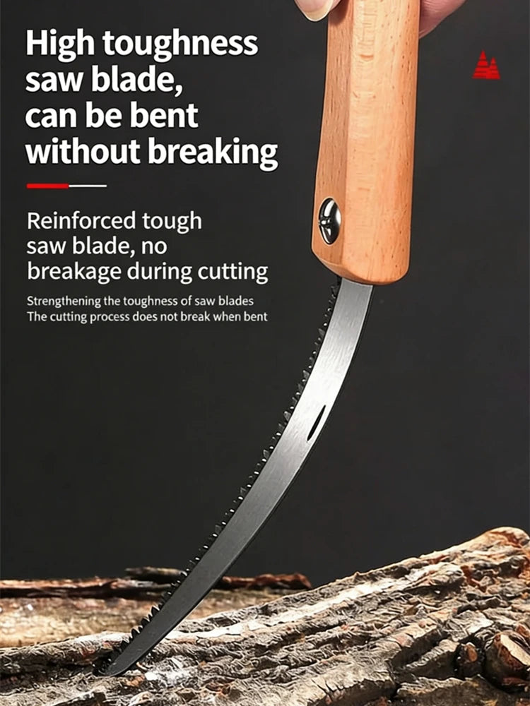 Compact Folding Wood Saw, Premium Steel Blade with Walnut Grip for Bushcraft, Pruning & Model Making
