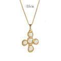 Stainless Steel Colorful Stone Cross Pendant Necklace for Men Women Punk Hiphop Drop Oil Gold Color Necklace Jewelry Accessories