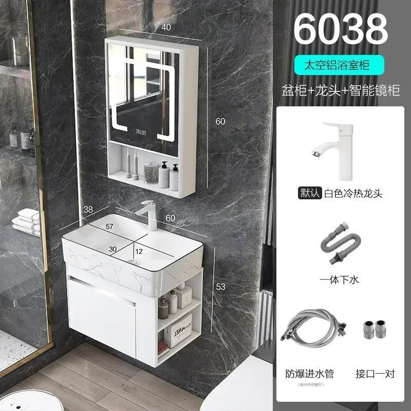 Compact Mini Bathroom Cabinet Minimalist Storage Ceramic Integrated Bathroom Vanity Cabinet Modern Archivadores Trendy Furniture