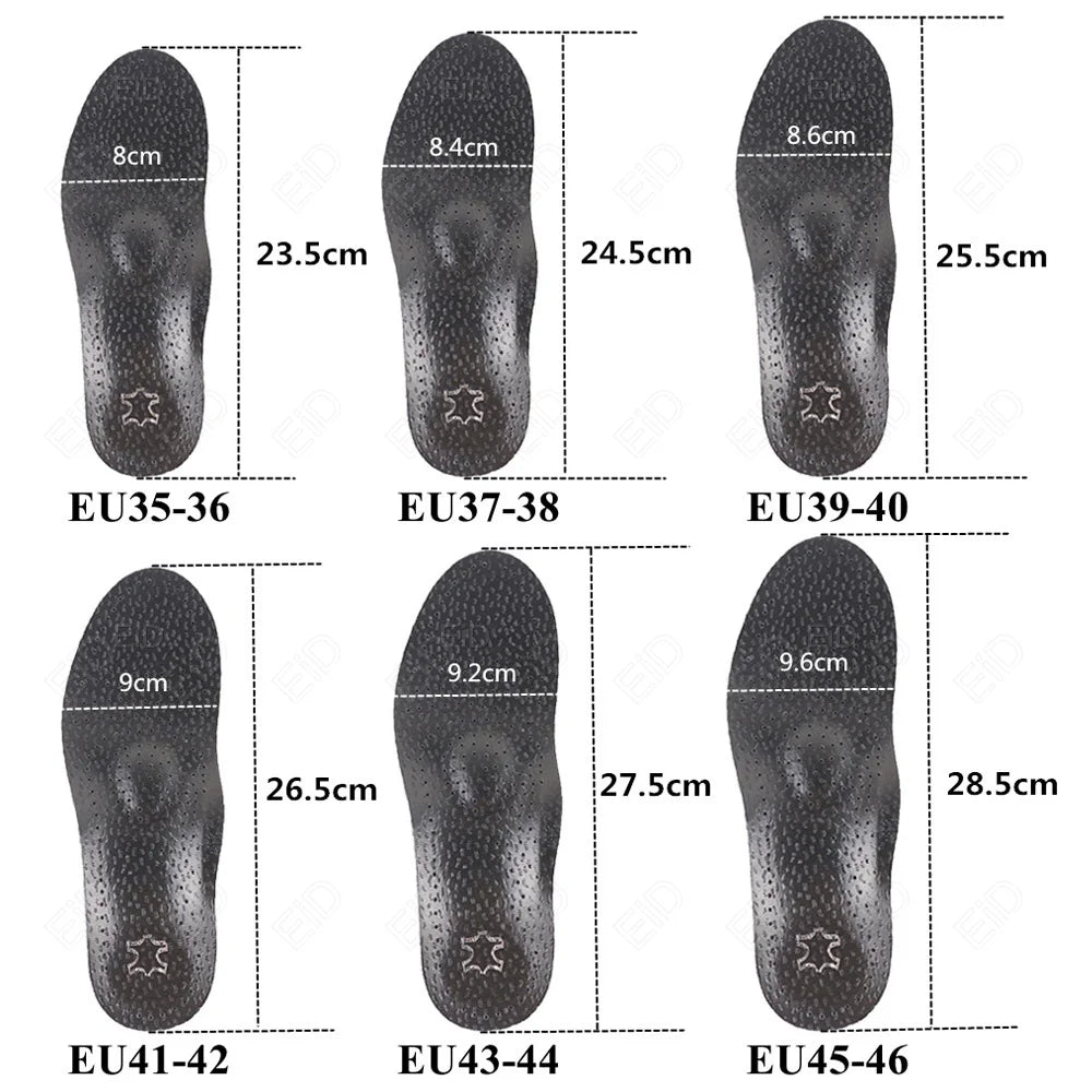 EiD New Arch Support 25mm Orthotic insole Black Leather orthotics Insoles for Flat Foot O/X Leg Corrected Shoe Sole insert pads