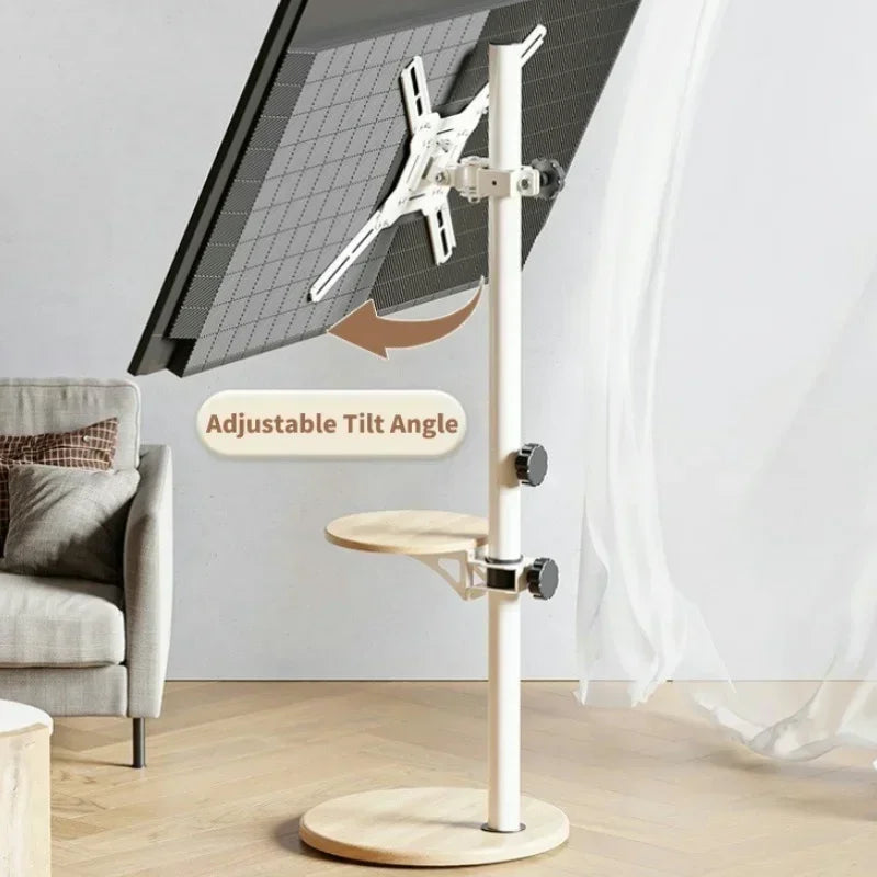 Modern Elegant Portable TV Carts Bracket with Wheels Floor-Height Adjustable Studio TV Stand for 14-43 Inch LED LCD