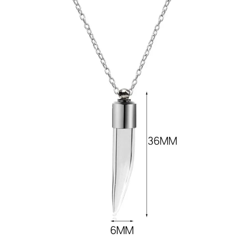 Ashes Holder Glass Bottle Necklace Transparent Glass with Chain Perfume Vial Pendant Fillable Keepsake Memorial Necklace
