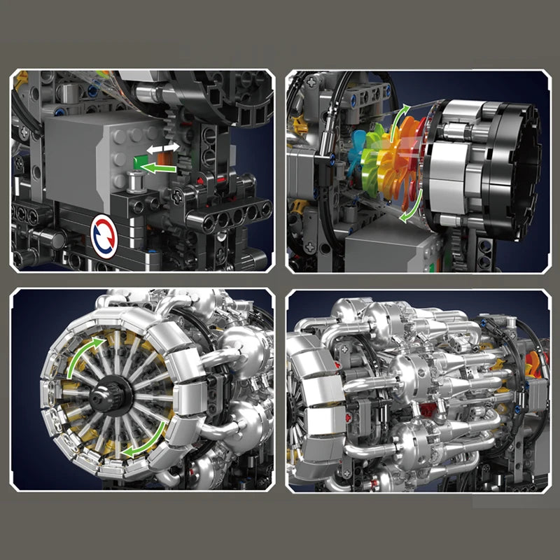 Mould King 10216 Technical Car Engine Toys The Motorized Turbojet Engine Building Block Assembly Engine Brick Kid Christmas Gift