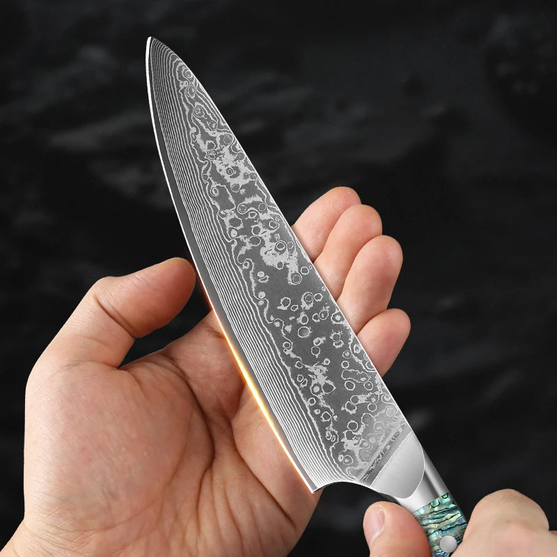 8-inch Professional Chef's Knife 67 Layer Damascus Steel VG10 Steel Core Super Sharp Meat Cleaver Abalone Shell Handle