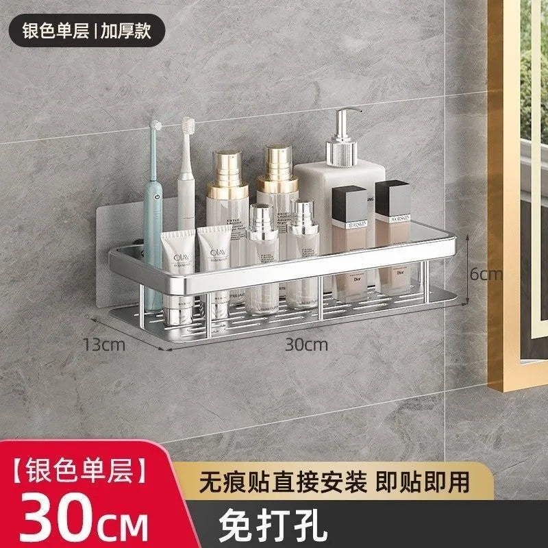Storage Organizer Shower Shelf Bathroom Shelf Aluminum Alloy Shampoo Rack Makeup Bathroom Accessories No Drill Wall Corner Shelf