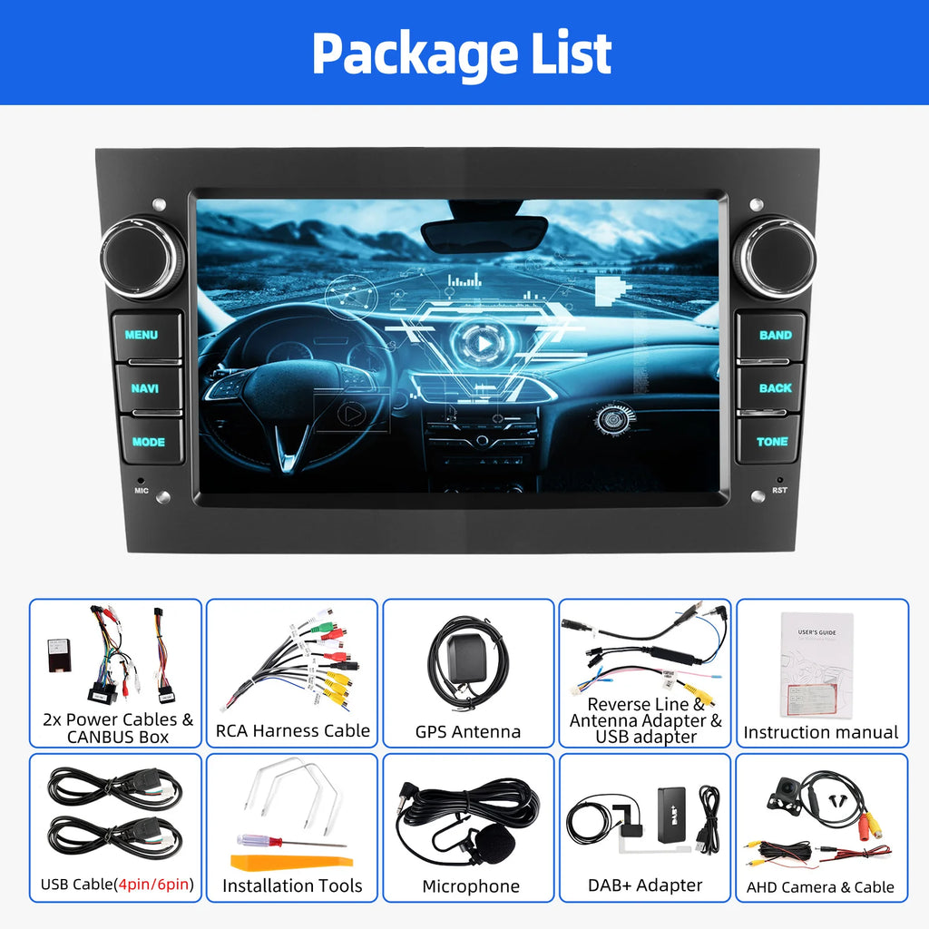 ESSGOO Car Radio CarPlay Android 15 For Opel Astra Vectra Vauxhall Antara Zafira Corsa C D Vivaro Meriva Auto ﻿