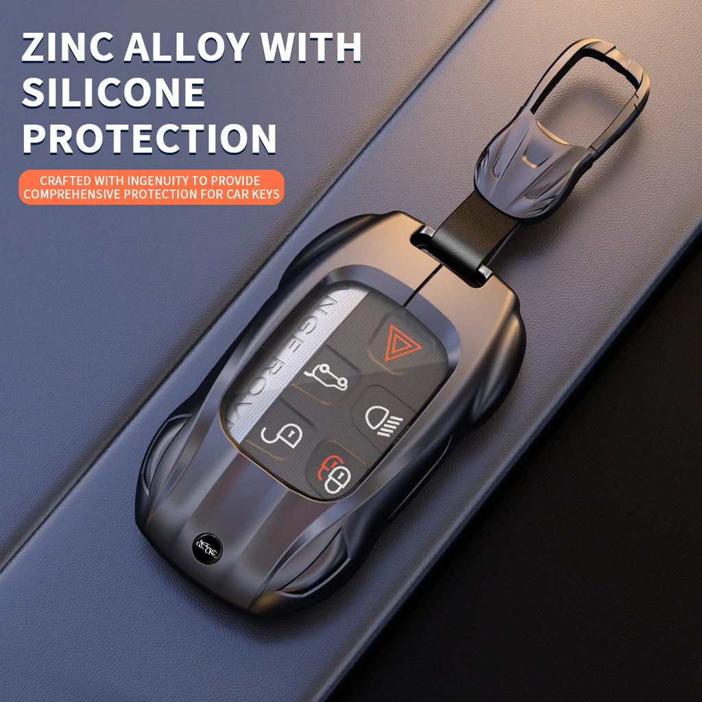 Leather Metal Car Key Case Cover Bag For Land Rover Range Rover Sport Evoque Freelander Velar Discovery 4 Jaguar XE XJ XF Guitar