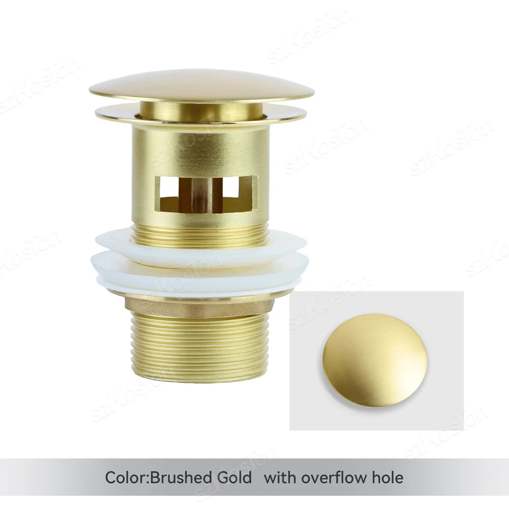 Bathroom Basin Sink Brass Pop Up Drain Waste Stoppers With or Without Overflow Hole Washbasin Bathroom Faucet Accessories