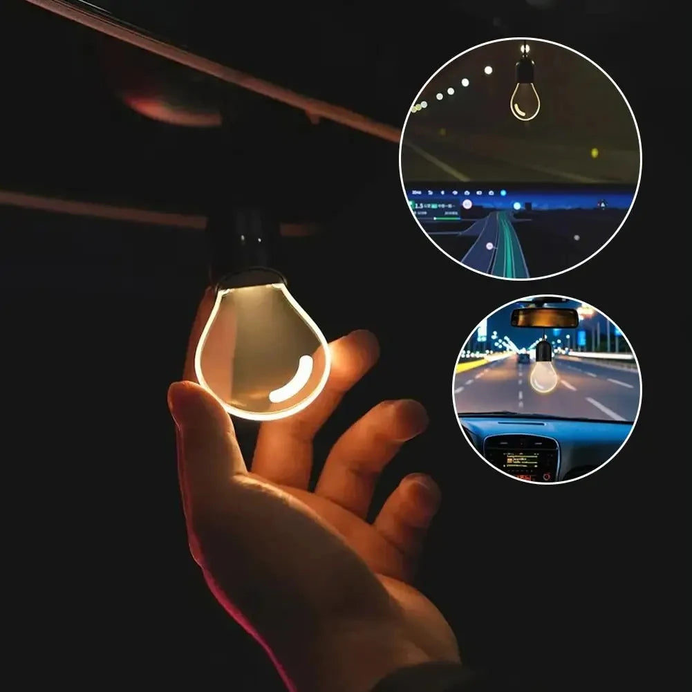 Retro Small Bulb LED Car Hanging Ornament Interior Ambient Lighting 2 Light Modes For Long Trips Daily Use Auto Decor Accessory