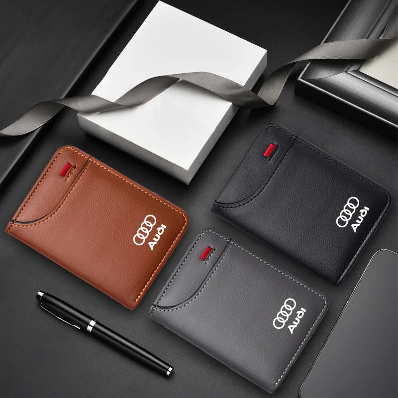 Car Driver License Purse Credit Card Holder Case Leather Wallet For Audi SLINE A3 A4 A6 RS3 RS7 RSQ8 S3 RS6 A5 Q8 A1 Q7 Q3 Q5 TT