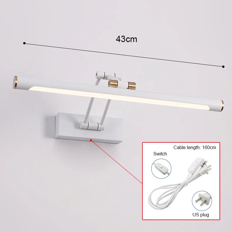 Mirror Light LED Wall Lamp Modern Bathroom Wall Light 43cm 58cm AC85 - 265V Indoor Lighting Bedroom Wall Sconces Light Fixtures