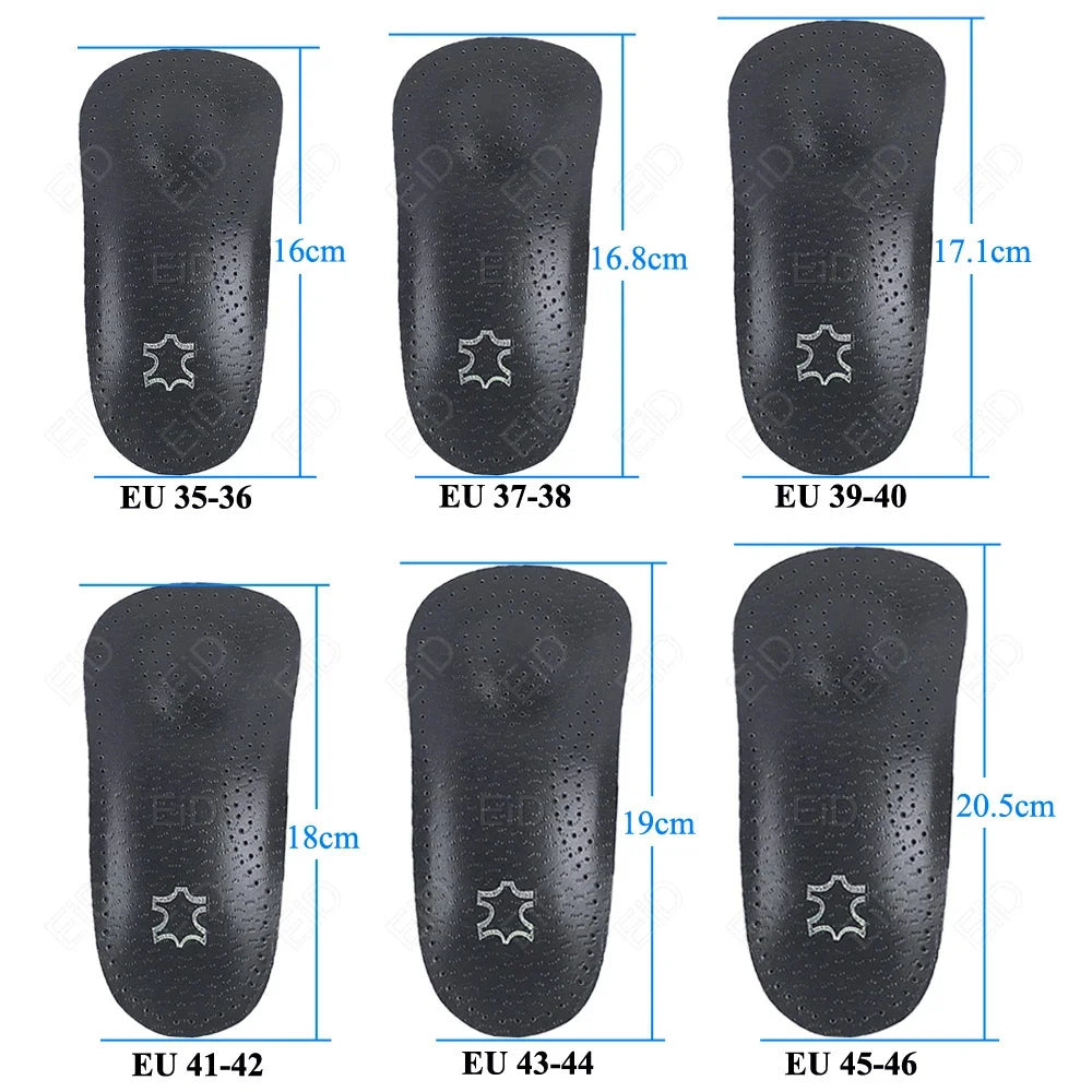 EiD New Arch Support 25mm Orthotic insole Black Leather orthotics Insoles for Flat Foot O/X Leg Corrected Shoe Sole insert pads