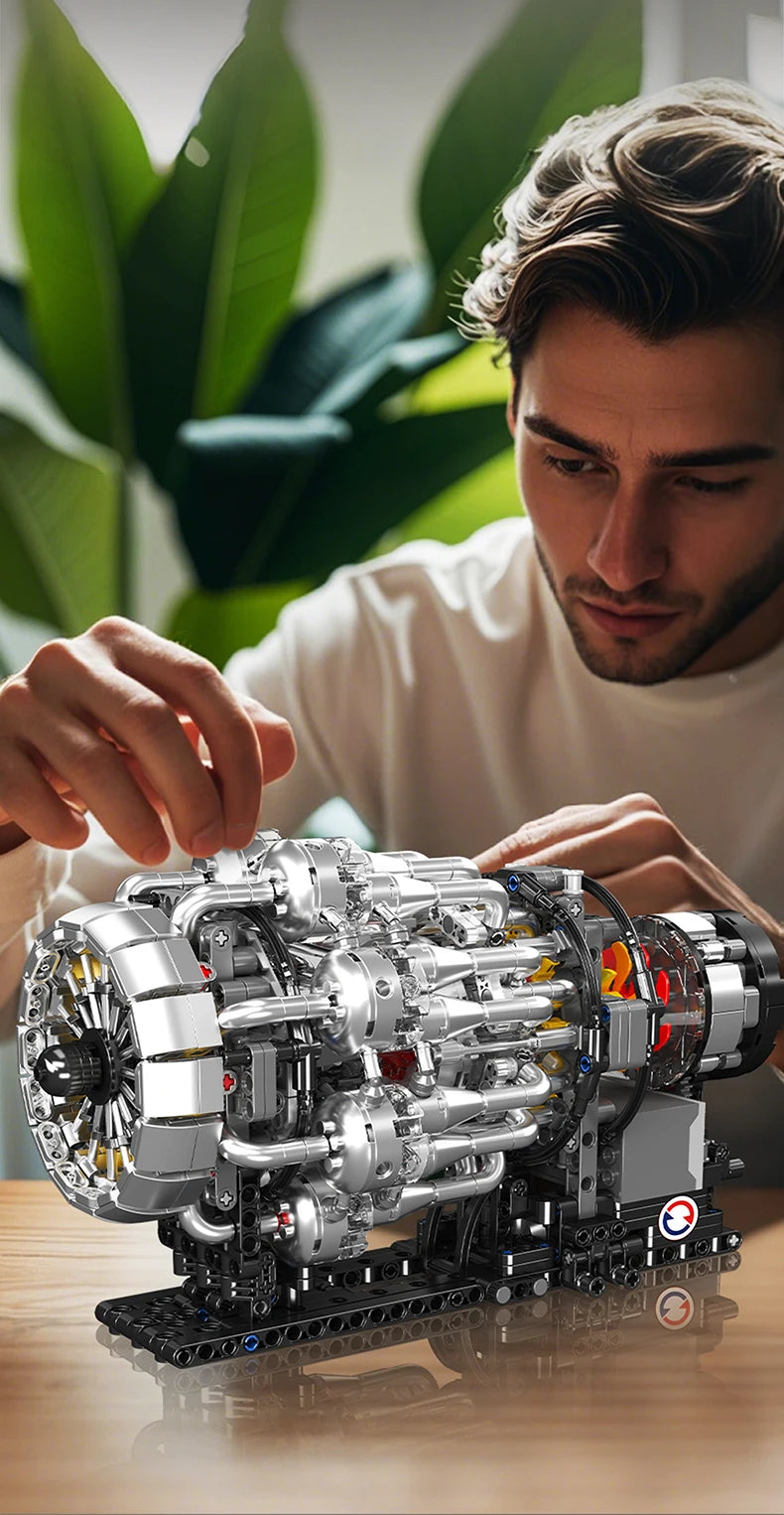 Mould King 10216 Technical Car Engine Toys The Motorized Turbojet Engine Building Block Assembly Engine Brick Kid Christmas Gift