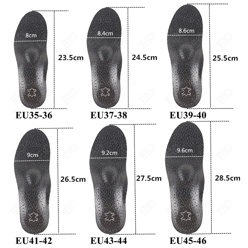 EiD New Arch Support 25mm Orthotic insole Black Leather orthotics Insoles for Flat Foot O/X Leg Corrected Shoe Sole insert pads