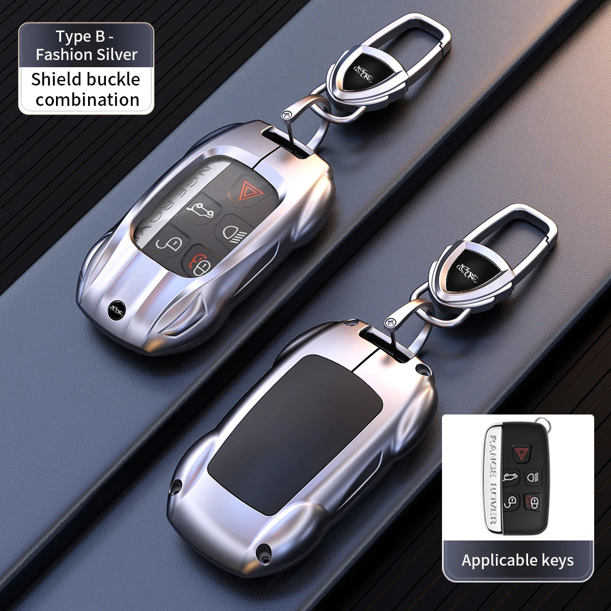 Leather Metal Car Key Case Cover Bag For Land Rover Range Rover Sport Evoque Freelander Velar Discovery 4 Jaguar XE XJ XF Guitar