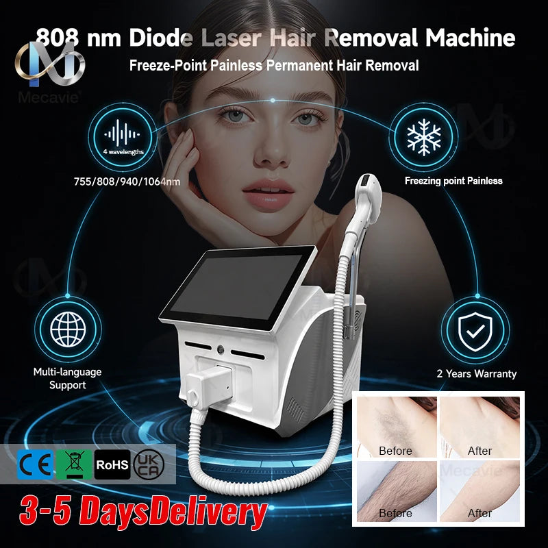 Latest 5000W Diode Laser painless permanent hair removal FAC advanced technology with 4 Waves Salon Exclusive Full Certificate
