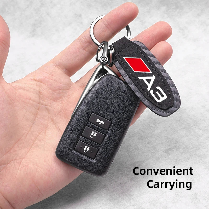 Carbon Fiber Car Keychain Man Women Keyring Gifts Key Organizer For Audi A3 A4 A5 A6 A7 A1 A2 A8 Q1 Q2 Q3 Q4 Q5 Q6 Q7 Q8 TT RS3