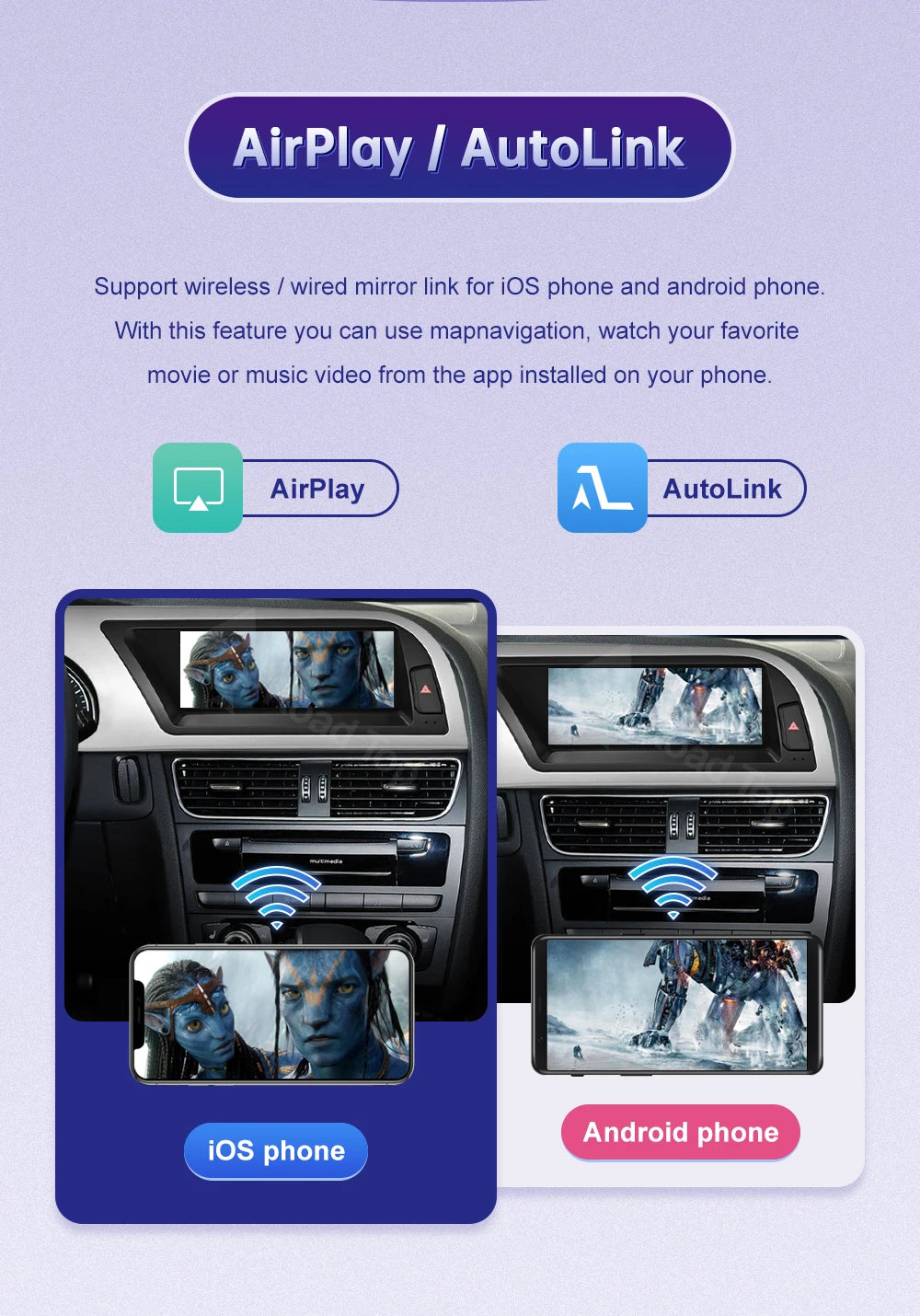 Linux 8.9/12.3inch Car Multimedia Touch Screen For Audi A5 2008-2016 with Wireless CarPlay Android Auto Airplay Function