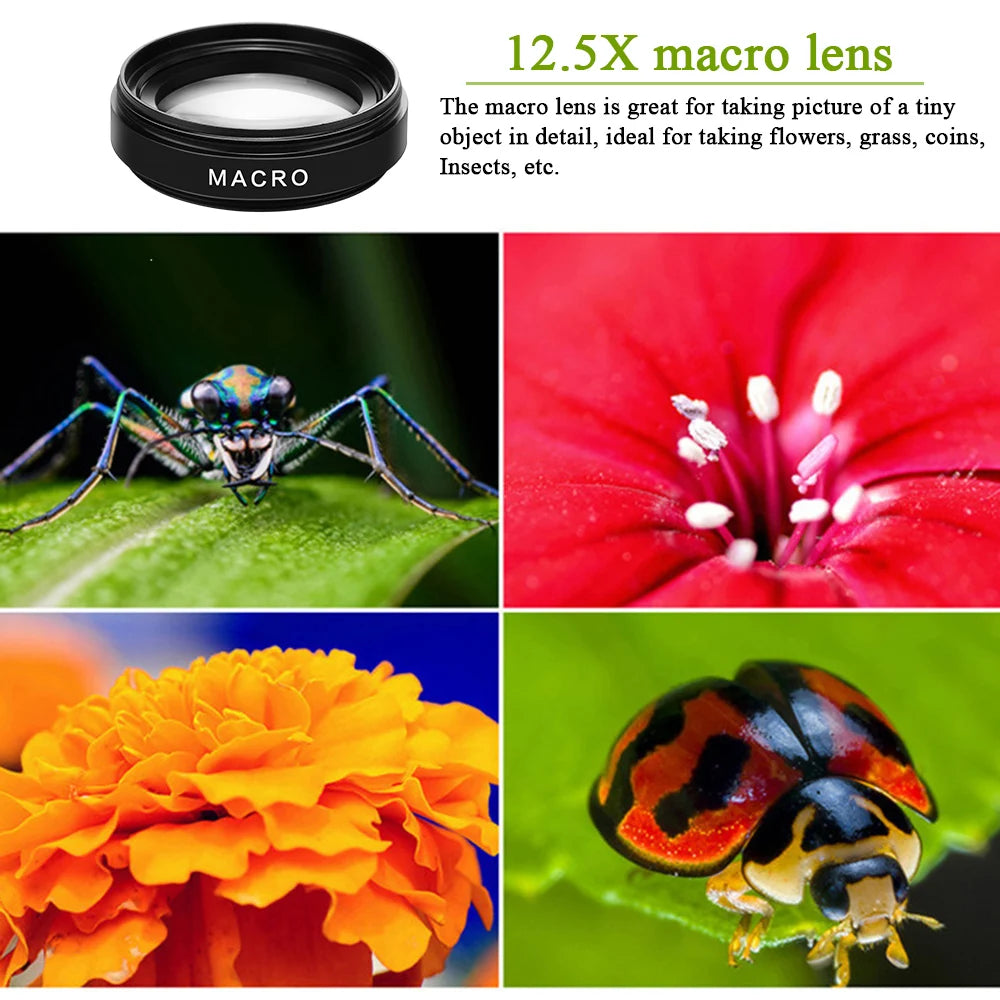Universal Clip 2-in-1 Lens 37mm Professional 0.45X Super Wide-Angle & Macro HD for iPhone & Android Mobile Phones