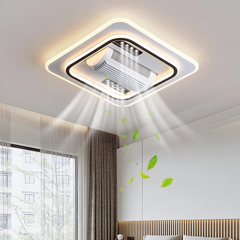 Ventilateur de plafond sans pales invisible LED Télécommande Plafonnier ventilateur pour salon, chambre, lampe ventilateur sans pales dimmable