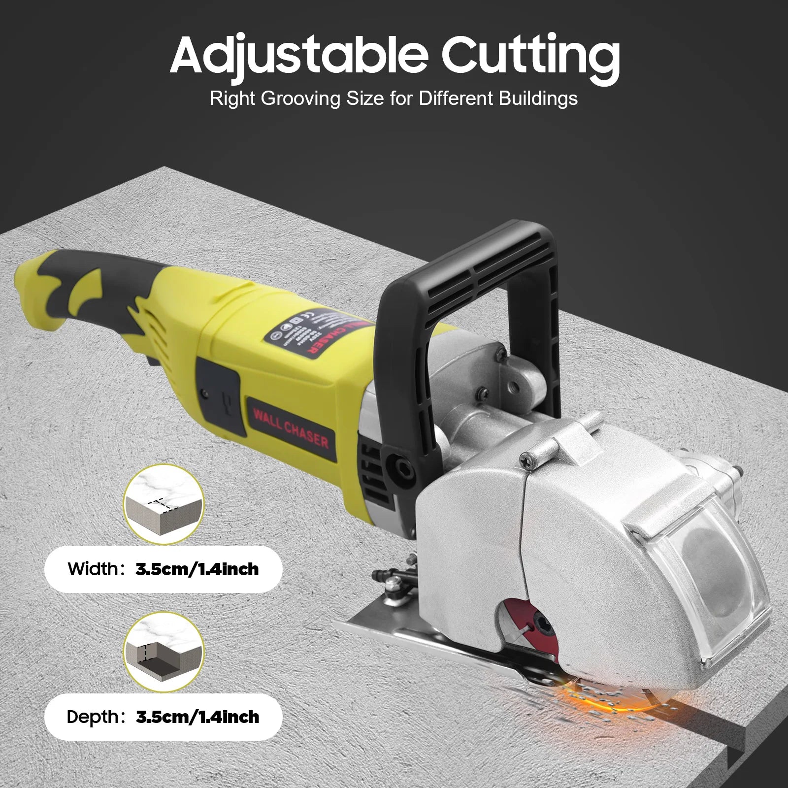 4000W Electric Wall Slotting Machine Circular Saw Concrete Cutter Brick Slot Cutter Groove Cutting Wall Chaser 4.76 IN 220V