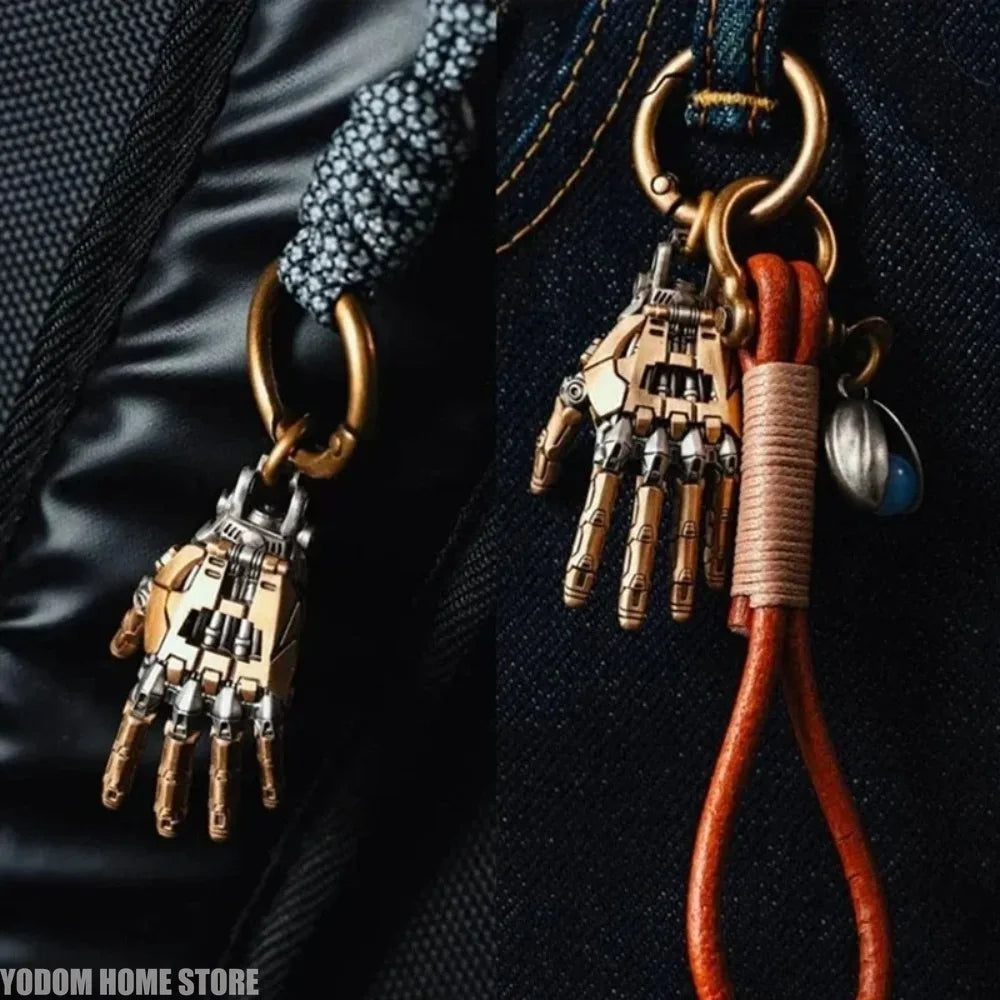 Robot Hand With Movable Fingers Mechanical Bionic Hand Pendant Car Interior Hanging Ornament EDC Charm Display Decoration