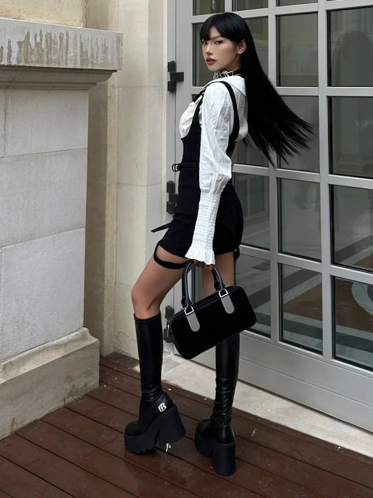 Women Black High-heeled Boots 2026 Winter Premium Sensual Thigh-high Boots Comfortable Vintage Shoes Botas Altas Platform Mujer
