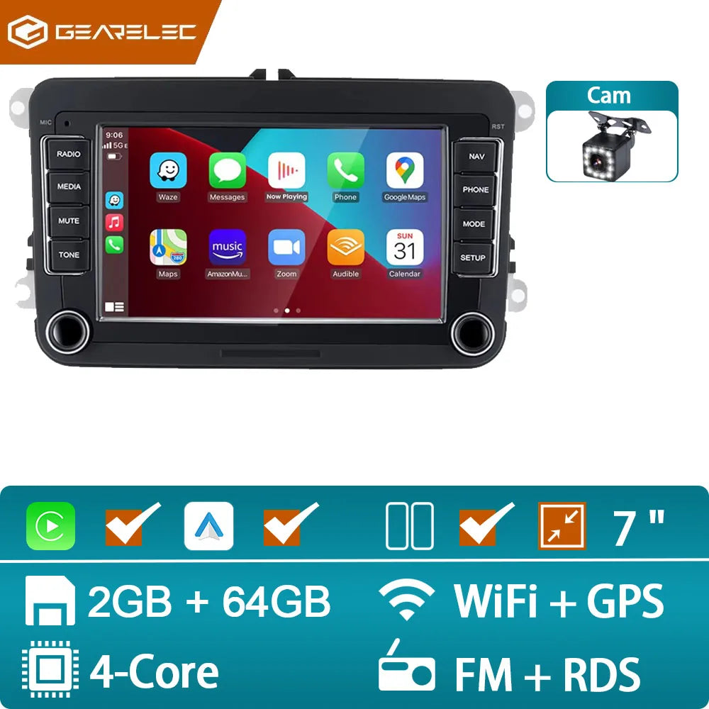 2 Din Android Car Radio Multimedia Player GPS WiFi Carplay For VW Volkswagen Skoda Octavia golf 5 6 touran passat B6 polo Jetta