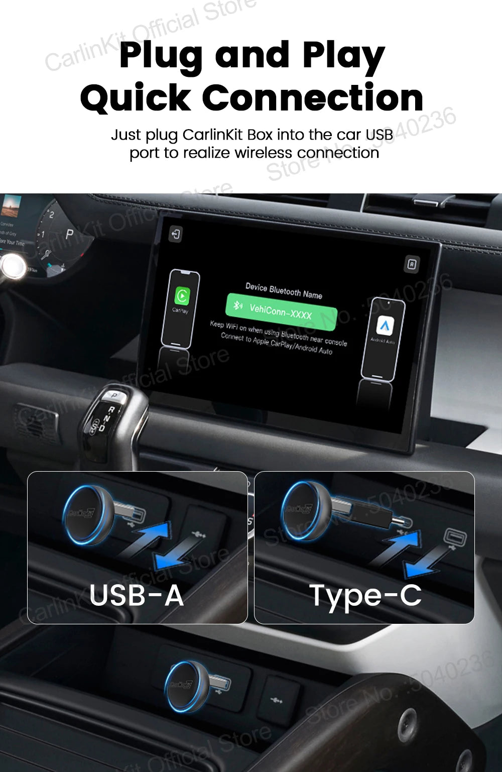 Mini Ultra 3 CarlinKit Wireless Android Auto & CarPlay Adapter 2.4Ghz&5Ghz WiFi BLE Auto Connect OTA Upgrade Mini Smart Car Box
