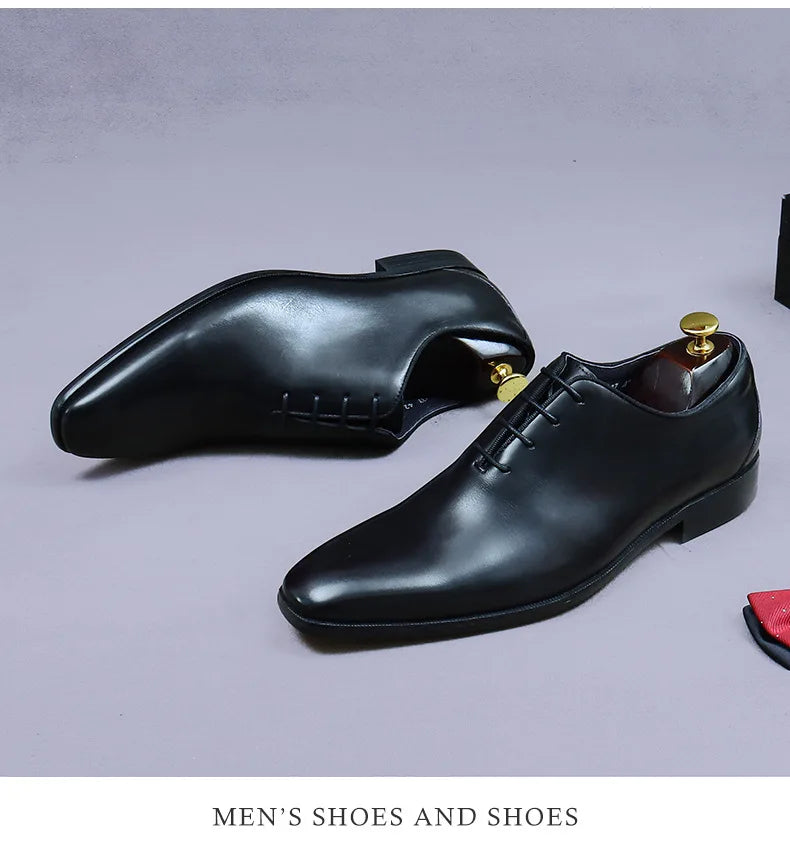 Whole Cut Men's Oxford Shoes Genuine Leather Handmade Quality Comfortable Elegant Black Wedding Social Formal Shoes Man