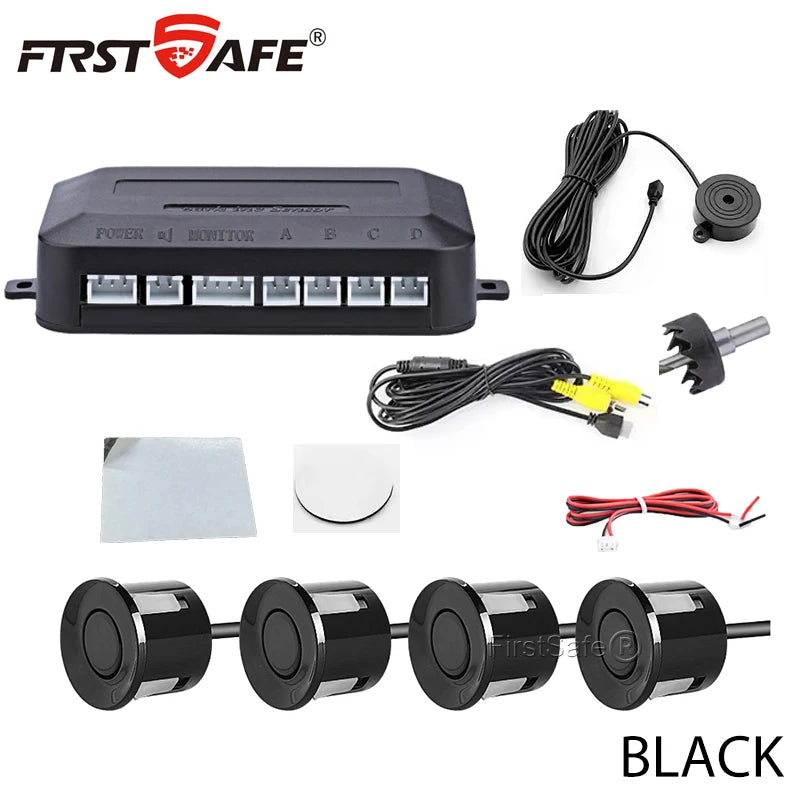 FirstSafe Factory CVBS AHD Video Parking 4 Sensors Car Reverse Backup Rear Buzzer Radar Monitor System Support Android System