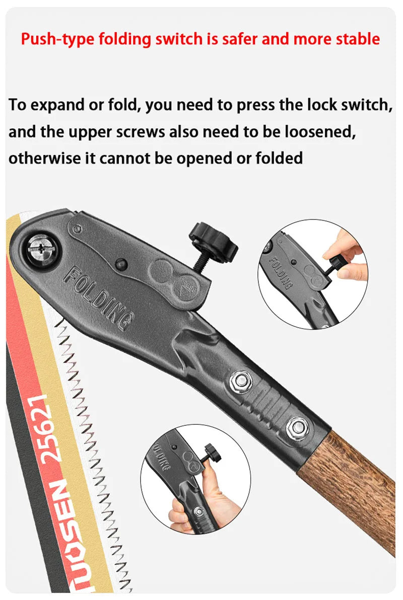 long saw for trimming trees Folding woodworking hand saw carbon steel sharp outdoor trimming tool wooden handle