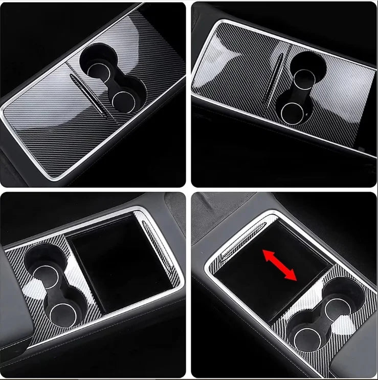 for Tesla Model Y 3 2023 ABS Carbon Fiber Center Console Wrap Cover Kit Dashboard Armrest Door Side Trim Sticker Accessories