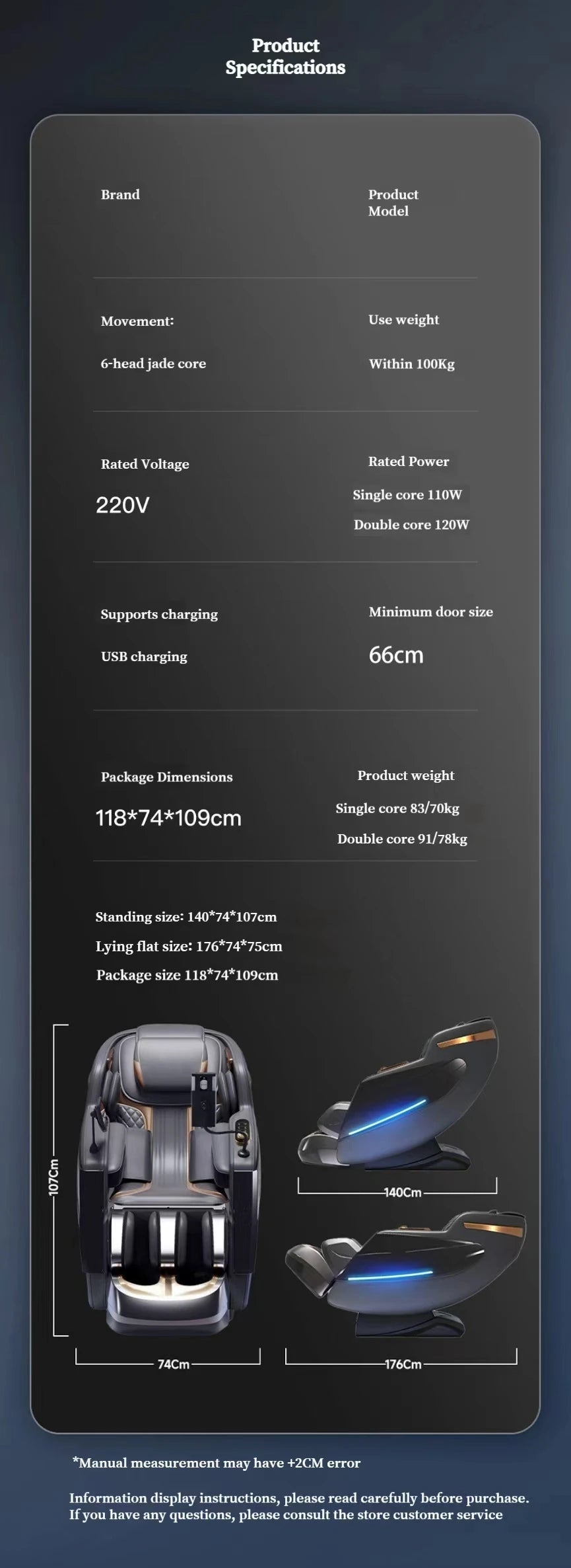 2026 MAX6D Dual-Core Jade Massage Chair with Calf Massage, 152cm Dual SL Track, AI Voice Control, Zero Gravity Mode