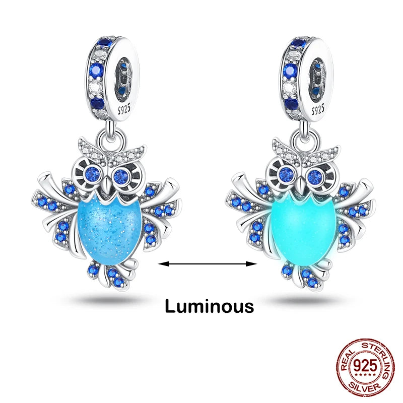 Hot Sale 925 Silver Glow in the dark Firefly Honeybee Star Charms Beads Fit Qikaola 925 Original Bracelets Fine DIY Jewelry Gift