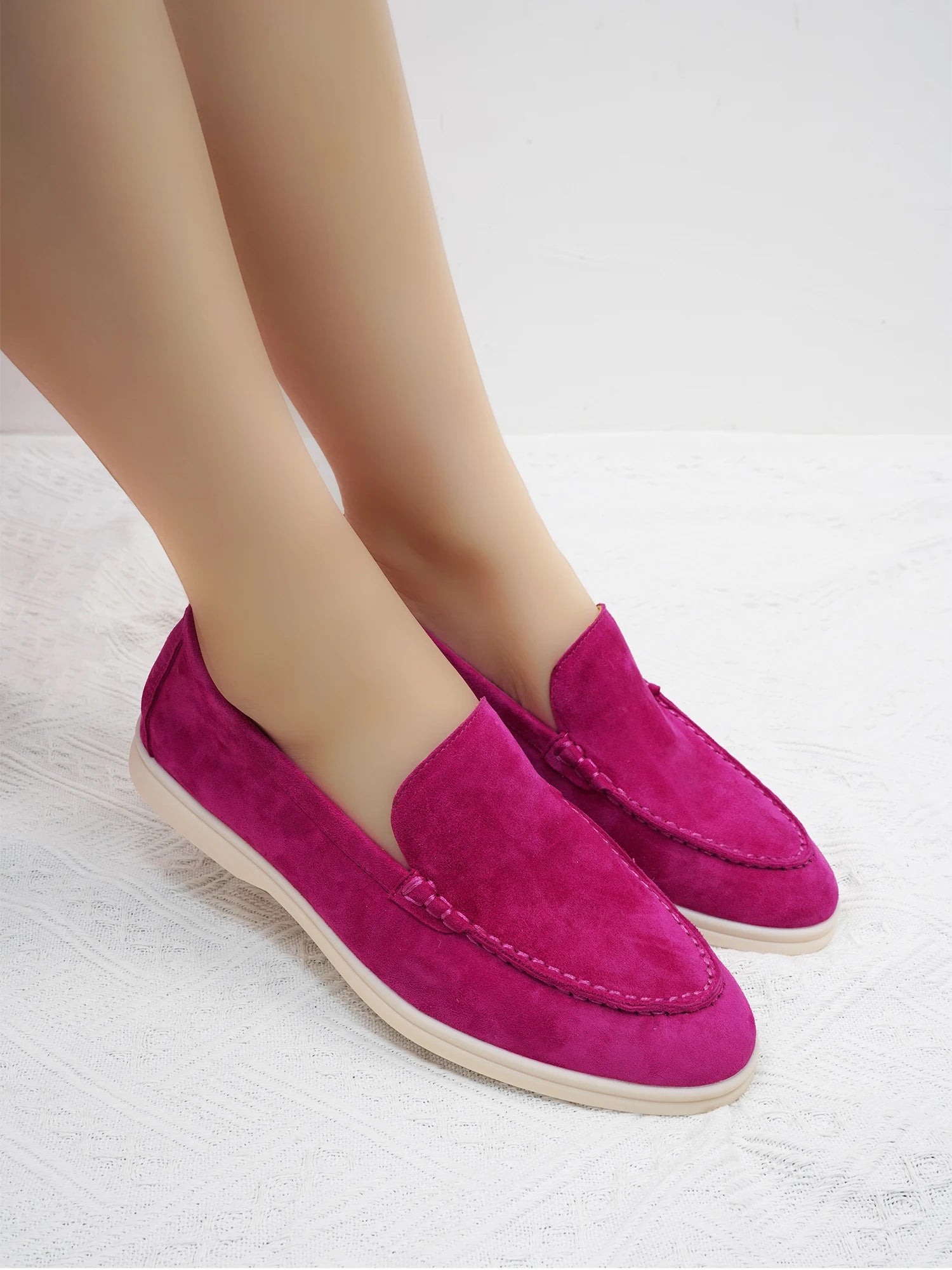 Spring and Autumn Hot Women's Le Fu Shoes Classic Round Head Shallow Mouth Genuine Leather Women's Shoes Retro Daily Shoes