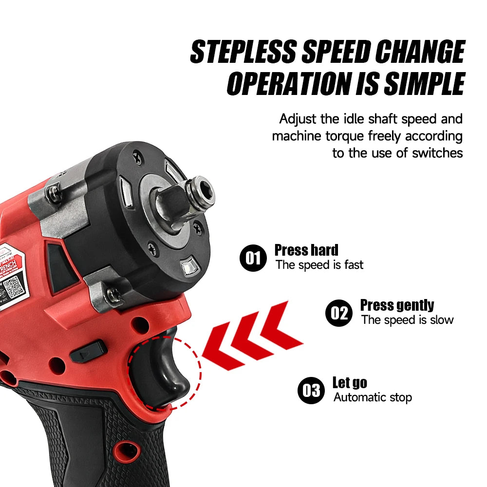 Milwaukee 400N Brushless Cordless 1/2 Electric Wrench Car Truck Repair Screwdriver Impact Drill Rechargable For 18V Battery Tool