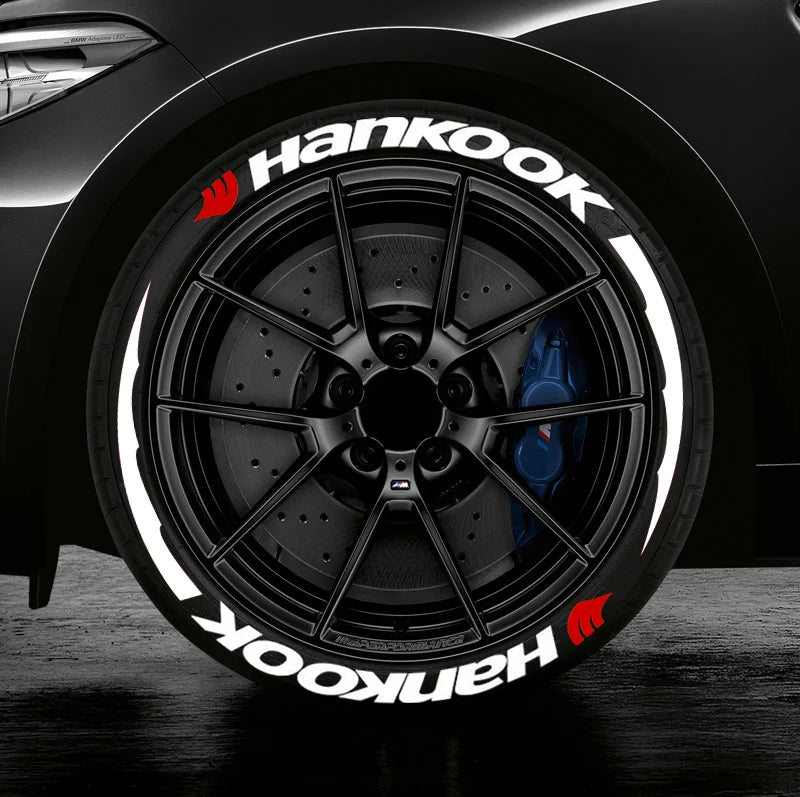 Permanent Tire Lettering Sticker HANKOOK 1.38'' For 15''-24'' Car Wheel Stickers 3D PVC Lettering Tire Decoration