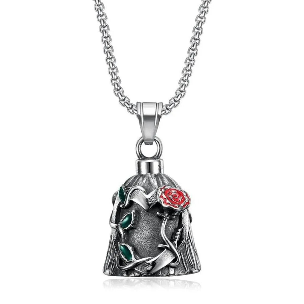 Vintage 3D Design Motorcycle Guardian Bell Retro Punk Style Angel Pendant Bell Alloy Wing Design Evil Spirit Trap Bell Men