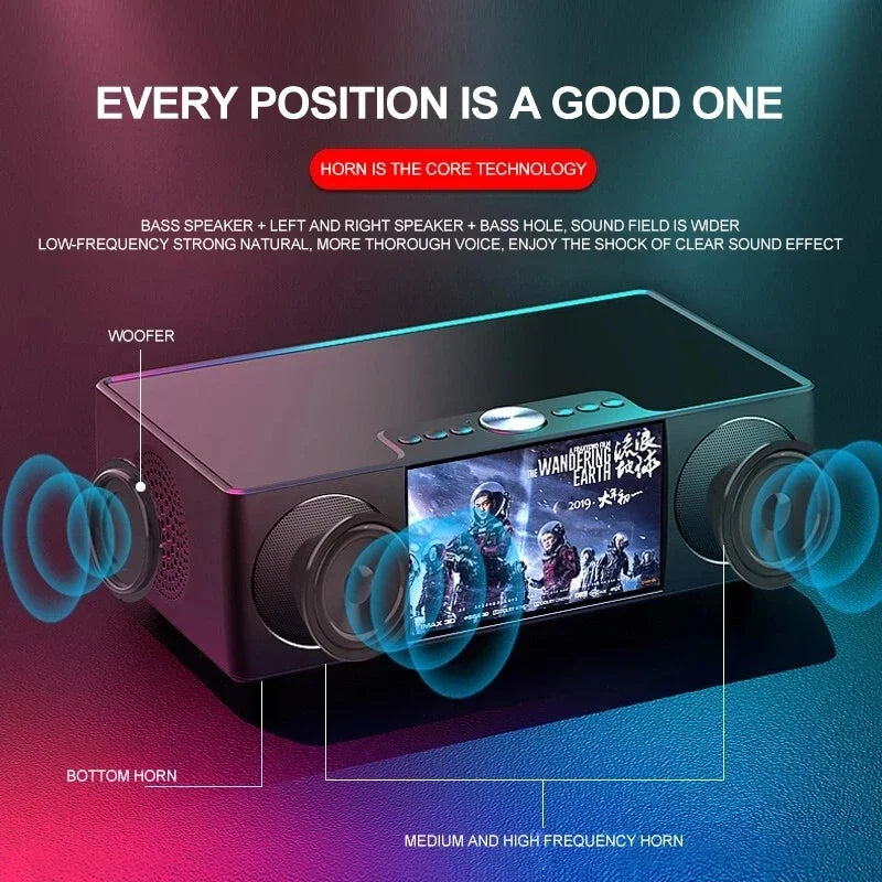 Video Bluetooth speaker Home Theater K-Song Record Sound Music System with AUX USB TF Alarm Clock Fm Radio LED Display 8000 mAh