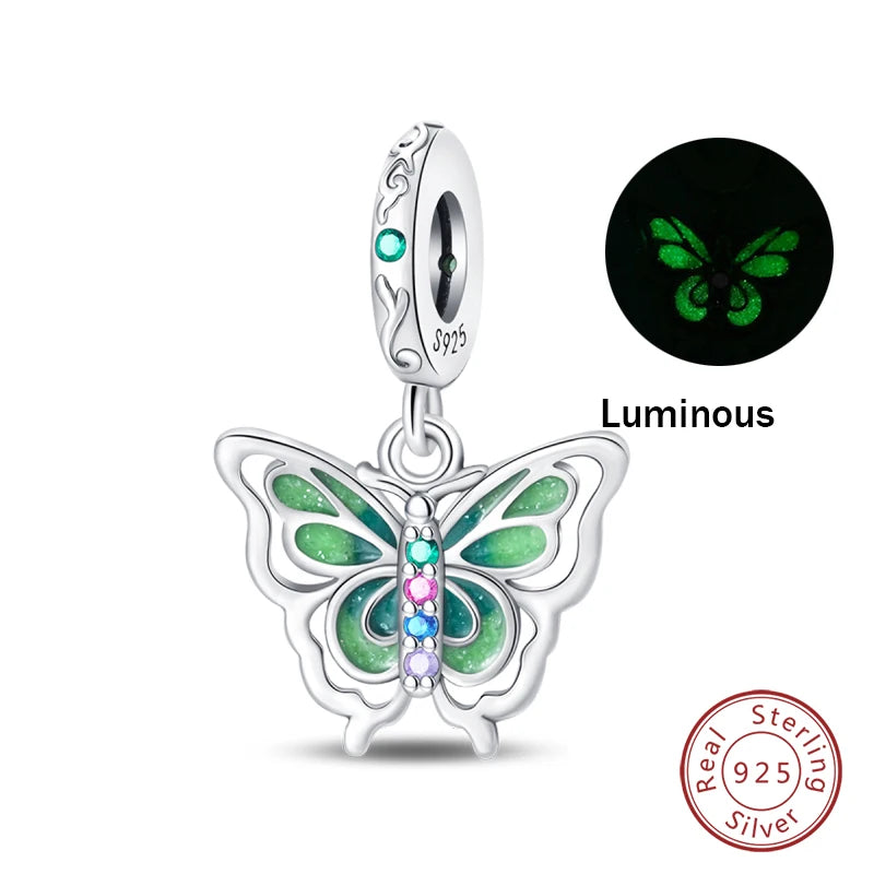 Hot Sale 925 Silver Glow in the dark Firefly Honeybee Star Charms Beads Fit Qikaola 925 Original Bracelets Fine DIY Jewelry Gift