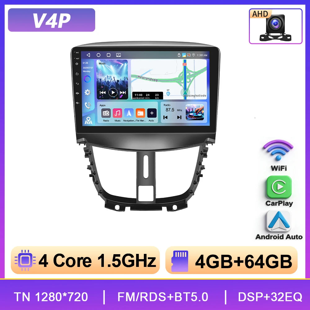 Podofo 6+128G Wireless CarPlay Car Radio