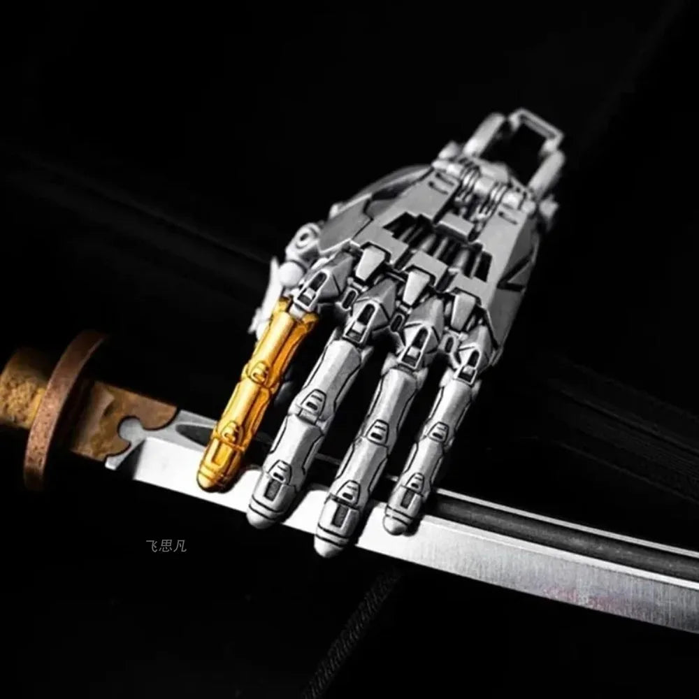 Robot Hand With Movable Fingers Mechanical Bionic Hand Pendant Car Interior Hanging Ornament EDC Charm Display Decoration