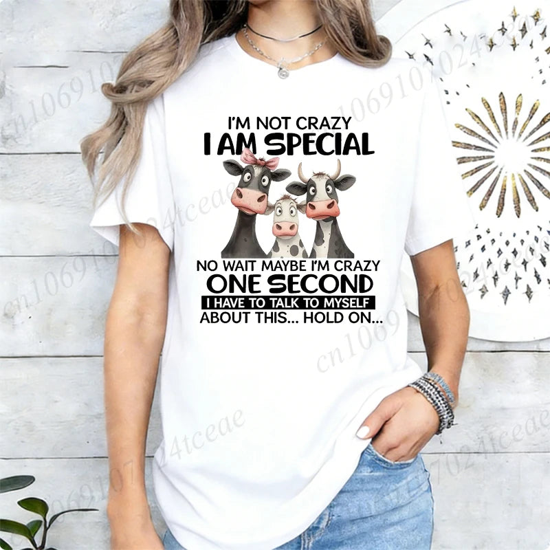 I'm Not Crazy I'm Special Graphic T Shirt for Women Vintage Clothing Hip Hop Streetwear Short Sleeve O Neck Casual T-Shirt Tops