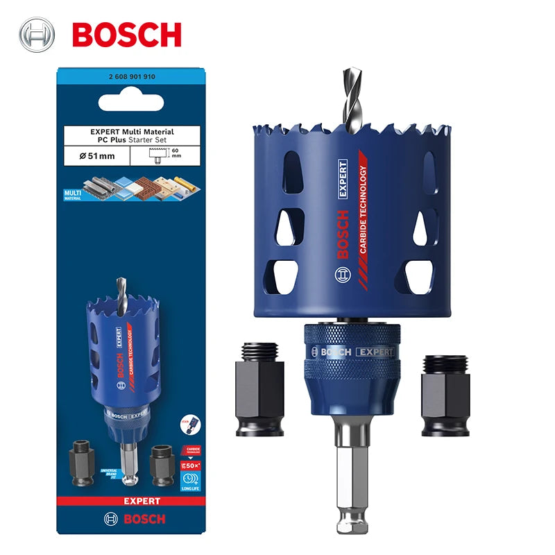 Bosch 1x Scie cloche Expert Professional pour matériaux durs, kit de démarrage pour bois et métal, diamètre 20mm-70mm
