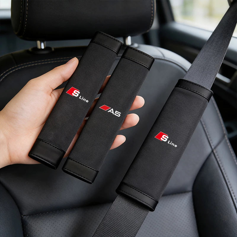 1Pcs Car Seat Belt Cover Shoulder Mat Suede Cushion For Audi Sline A3 A4 A5 A6 A7 A1 A2 A8 Q1 Q2 Q3 Q4 Q5 Q6 Q7 Q8 TT RS3 S5 B8