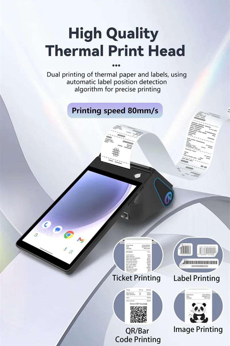 Z108 Android 14 Dual-Screen Desktop Tablet Cash Register with 8" Touch Display NFC Scanner 58/80mm Thermal Printer POS Terminal