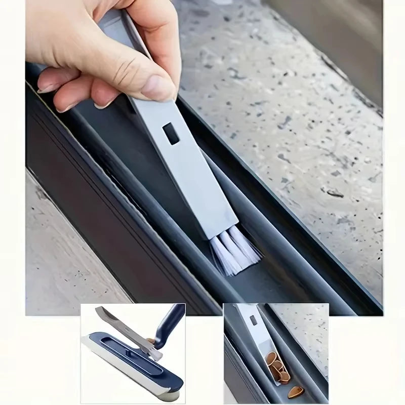 Telescopic Double-Sided Glass Cleaning Brush: Squeegee + Detail Brush 2-In-1, Wall And Floor All-Purpose Cleaning Tool
