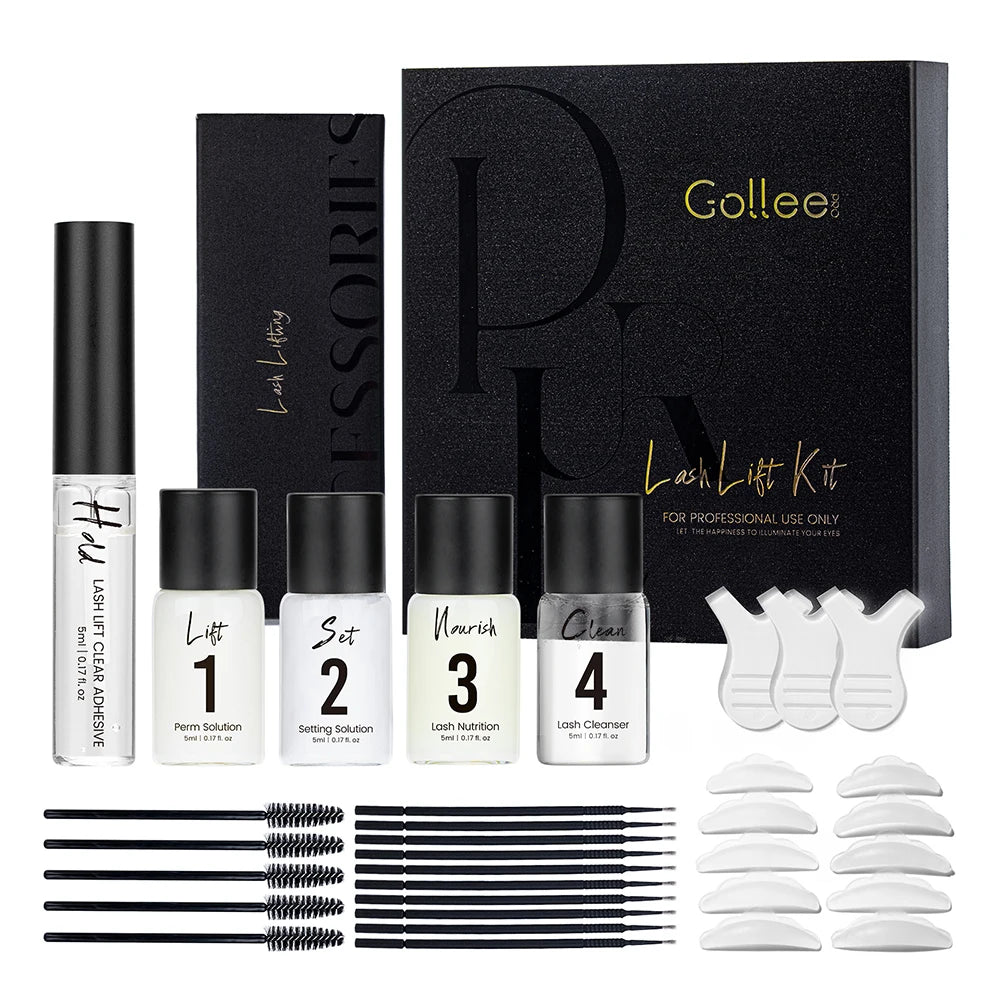 Gollee Eyelash Perm Curler 15 Minutes Lashes Brow Lamination Kit Lasting 4-6 Weeks Eyelashes Lifting Perm Enhancer Salon Beauty